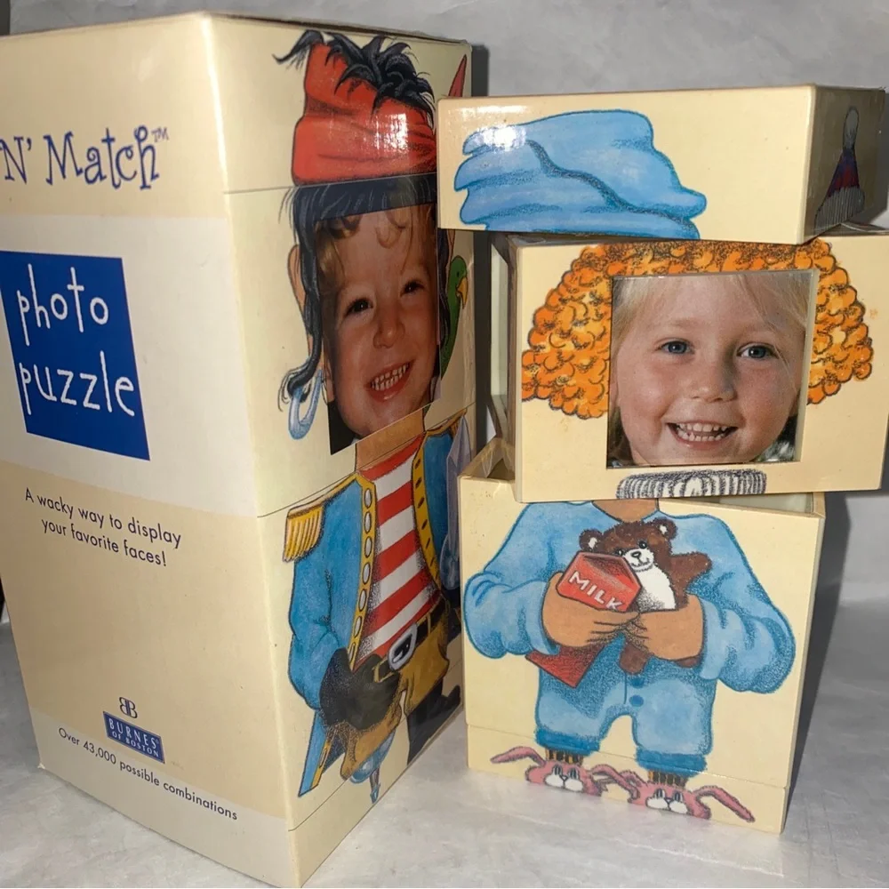 BURNES Mix ‘N Match Photo Puzzle Frame “Pretend” Vintage 2000